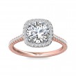 FlyerFit® 14K Pink Gold Shank And White Gold Top Micropave Halo Engagement Ring