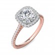 FlyerFit® 14K Pink Gold Shank And White Gold Top Micropave Halo Engagement Ring