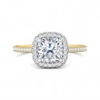 FlyerFit® 18K Yellow Gold Shank And White Gold Top Micropave Halo Engagement Ring