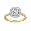 FlyerFit® 18K Yellow Gold Shank And White Gold Top Micropave Halo Engagement Ring