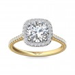 FlyerFit® 18K Yellow Gold Shank And White Gold Top Micropave Halo Engagement Ring