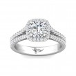 FlyerFit® 18K White Gold Split Shank Engagement Ring