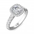 FlyerFit® Platinum Micropave Halo Engagement Ring