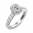 FlyerFit® 14K White Gold Micropave Halo Engagement Ring