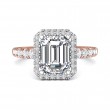 FlyerFit® 18K Pink Gold Shank And White Gold Top Micropave Halo Engagement Ring