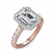 FlyerFit® 18K Pink Gold Shank And White Gold Top Micropave Halo Engagement Ring