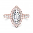 FlyerFit® 18K Pink Gold Micropave Halo Engagement Ring