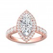 FlyerFit® 18K Pink Gold Micropave Halo Engagement Ring