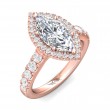 FlyerFit® 18K Pink Gold Micropave Halo Engagement Ring