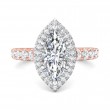 FlyerFit® 18K Pink Gold Shank And White Gold Top Micropave Halo Engagement Ring