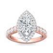 FlyerFit® 18K Pink Gold Shank And White Gold Top Micropave Halo Engagement Ring