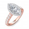 FlyerFit® 18K Pink Gold Shank And White Gold Top Micropave Halo Engagement Ring