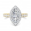 FlyerFit® 18K Yellow Gold Shank And White Gold Top Micropave Halo Engagement Ring