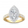 FlyerFit® 18K Yellow Gold Shank And White Gold Top Micropave Halo Engagement Ring