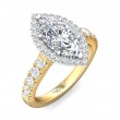 FlyerFit® 18K Yellow Gold Shank And White Gold Top Micropave Halo Engagement Ring