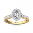 FlyerFit® 18K Yellow Gold Shank And White Gold Top Micropave Halo Engagement Ring