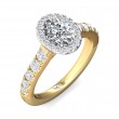 FlyerFit® 18K Yellow Gold Shank And White Gold Top Micropave Halo Engagement Ring