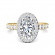 FlyerFit® 18K Yellow Gold Shank And White Gold Top Micropave Halo Engagement Ring