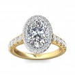 FlyerFit® 18K Yellow Gold Shank And White Gold Top Micropave Halo Engagement Ring