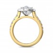 FlyerFit® 18K Yellow Gold Shank And White Gold Top Micropave Halo Engagement Ring