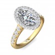 FlyerFit® 18K Yellow Gold Shank And White Gold Top Micropave Halo Engagement Ring