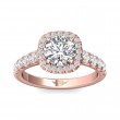 FlyerFit® 18K Pink Gold Micropave Halo Engagement Ring