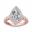 FlyerFit® 18K Pink Gold Micropave Halo Engagement Ring