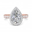 FlyerFit® 18K Pink Gold Shank And White Gold Top Micropave Halo Engagement Ring