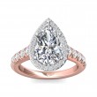 FlyerFit® 18K Pink Gold Shank And White Gold Top Micropave Halo Engagement Ring