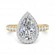 FlyerFit® 18K Yellow Gold Shank And White Gold Top Micropave Halo Engagement Ring