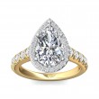 FlyerFit® 18K Yellow Gold Shank And White Gold Top Micropave Halo Engagement Ring