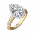 FlyerFit® 18K Yellow Gold Shank And White Gold Top Micropave Halo Engagement Ring