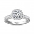 FlyerFit® 18K White Gold Micropave Halo Engagement Ring