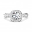 FlyerFit® 18K White Gold Micropave Halo Engagement Ring