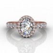 FlyerFit® 18K Pink Gold Micropave Halo Engagement Ring