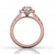 FlyerFit® 18K Pink Gold Micropave Halo Engagement Ring