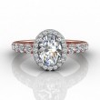 FlyerFit® 14K Pink Gold Shank And White Gold Top Micropave Halo Engagement Ring