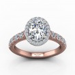 FlyerFit® 14K Pink Gold Shank And White Gold Top Micropave Halo Engagement Ring