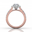 FlyerFit® 14K Pink Gold Shank And White Gold Top Micropave Halo Engagement Ring