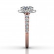 FlyerFit® 14K Pink Gold Shank And White Gold Top Micropave Halo Engagement Ring