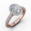 FlyerFit® 14K Pink Gold Shank And White Gold Top Micropave Halo Engagement Ring