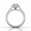 FlyerFit® 18K White Gold Micropave Halo Engagement Ring