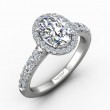 FlyerFit® 18K White Gold Micropave Halo Engagement Ring