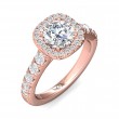 FlyerFit® 18K Pink Gold Micropave Halo Engagement Ring