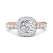 FlyerFit® 18K Pink Gold Shank And White Gold Top Micropave Halo Engagement Ring