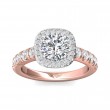 FlyerFit® 18K Pink Gold Shank And White Gold Top Micropave Halo Engagement Ring