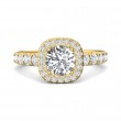 FlyerFit® 18K Yellow Gold Micropave Halo Engagement Ring