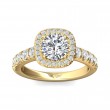 FlyerFit® 18K Yellow Gold Micropave Halo Engagement Ring