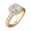 FlyerFit® 18K Yellow Gold Micropave Halo Engagement Ring