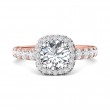 FlyerFit® 14K Pink Gold Shank And White Gold Top Micropave Halo Engagement Ring